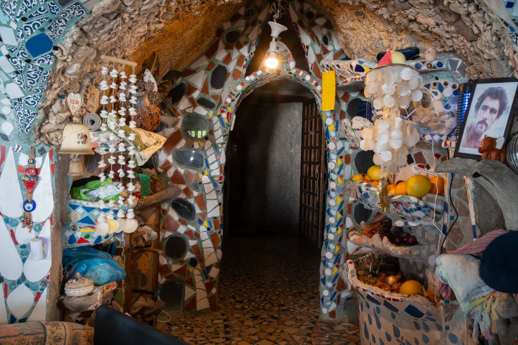 Interior cave chamber with artistic mosaics