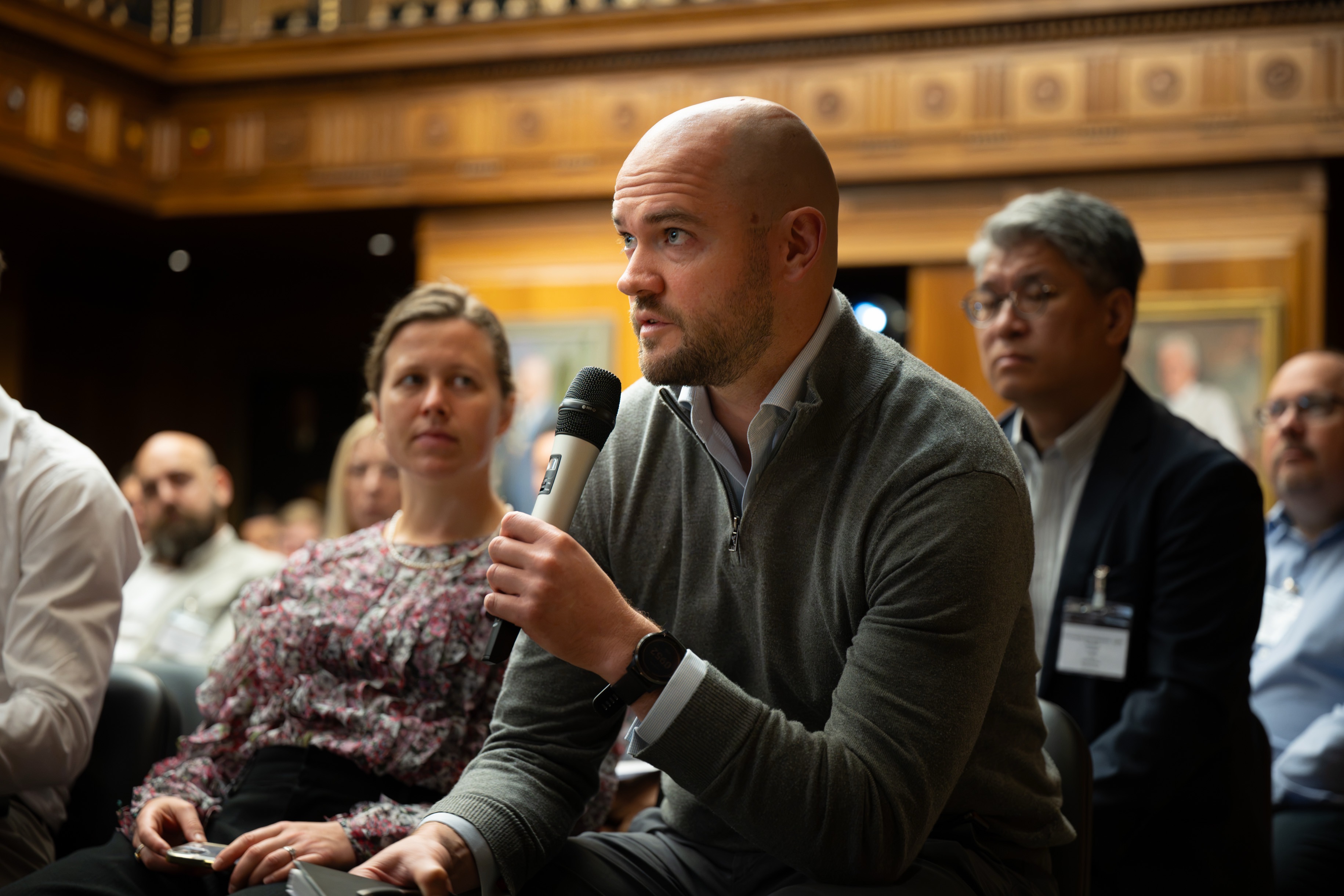 Audience question during the fireside chat.
