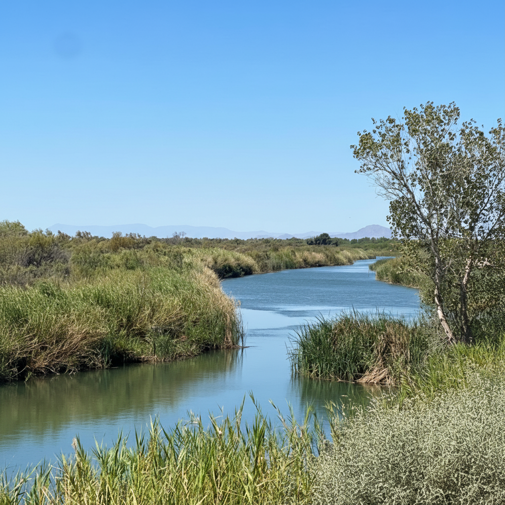 A winding river through a semi-arid landscape — resilience and natural balance