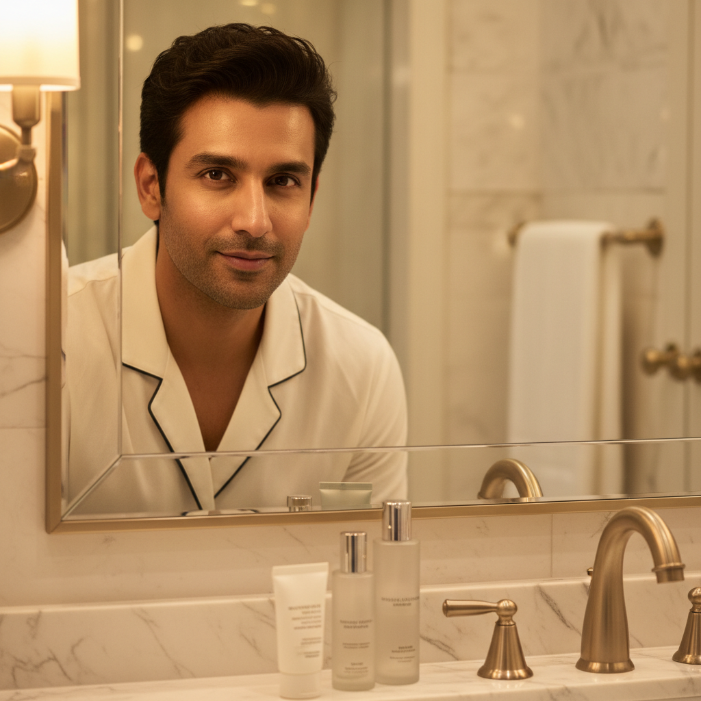 Man grooming with men's vegan skincare