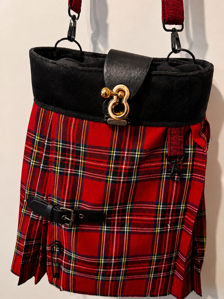 Red Black Velvet Kilt Bag