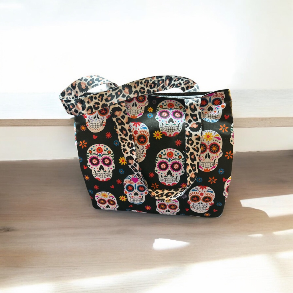 Sugar Skull Tote (Leopard Handles)