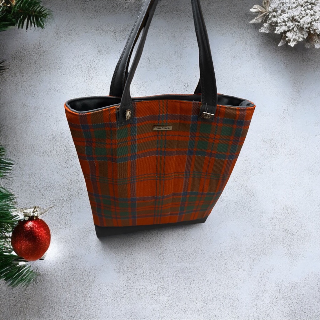 Orange Tartan Tote