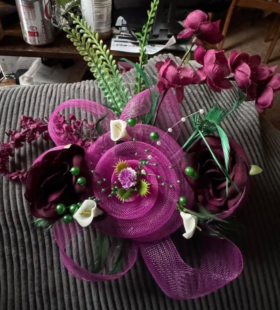 Deep Purple Magenta Rose Fascinator