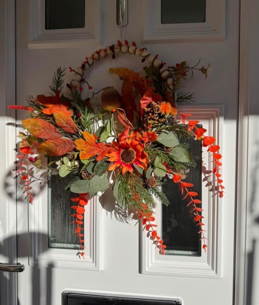 Autumn Harvest Sunflower & Pinecone Door Wreath