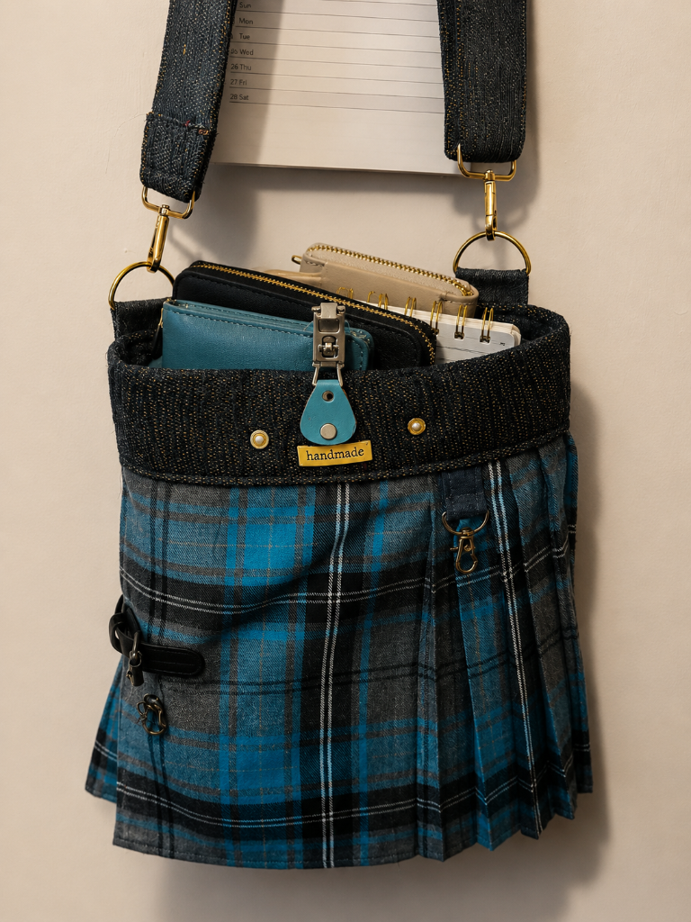 Navy Tartan Kilt Bag