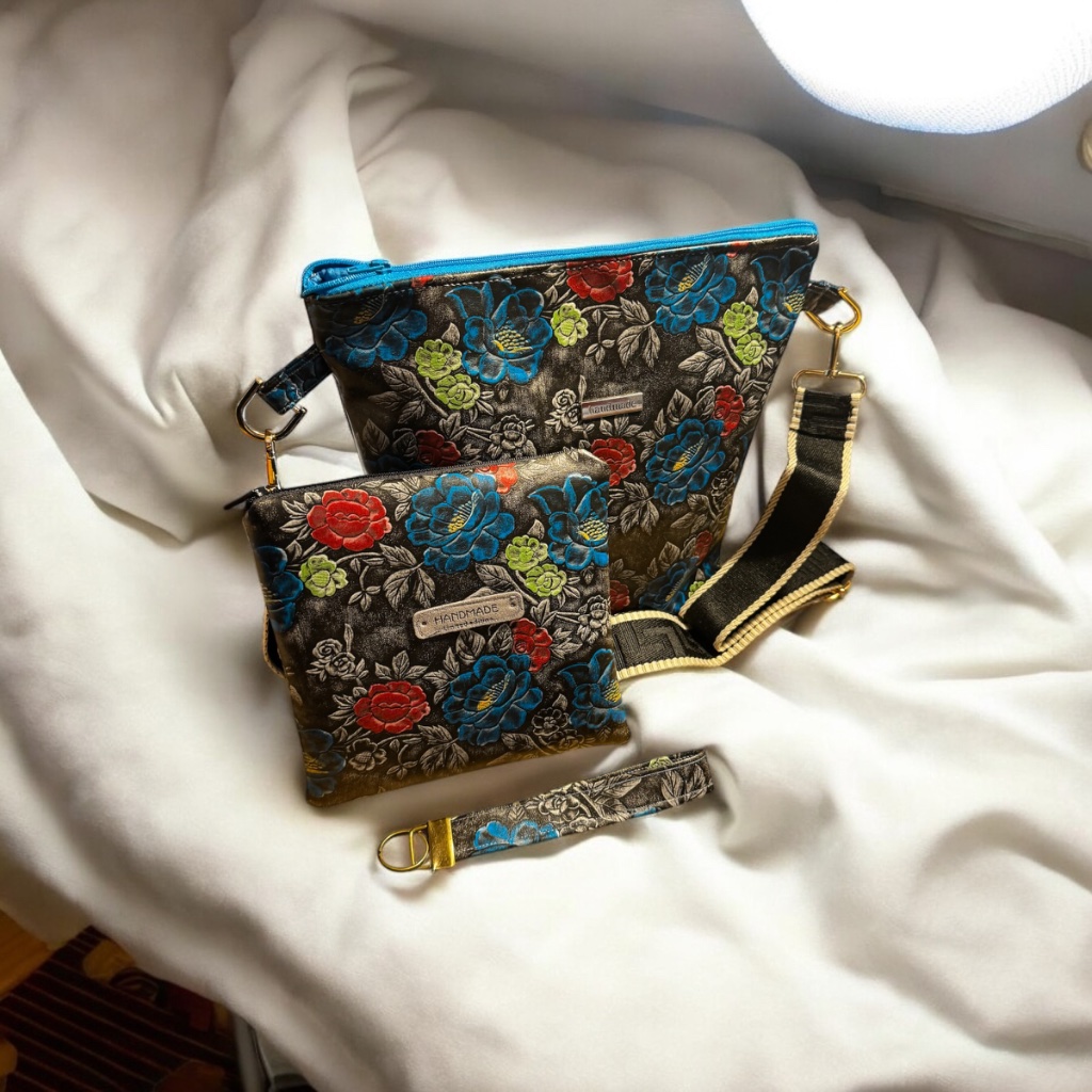 Dark Floral Bag & Purse Set