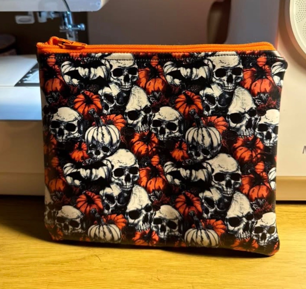 Spooky Season Skull & Pumpkin Pouch