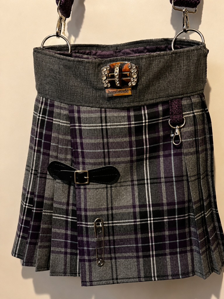 Grey & Purple Jeweled Kilt Bag