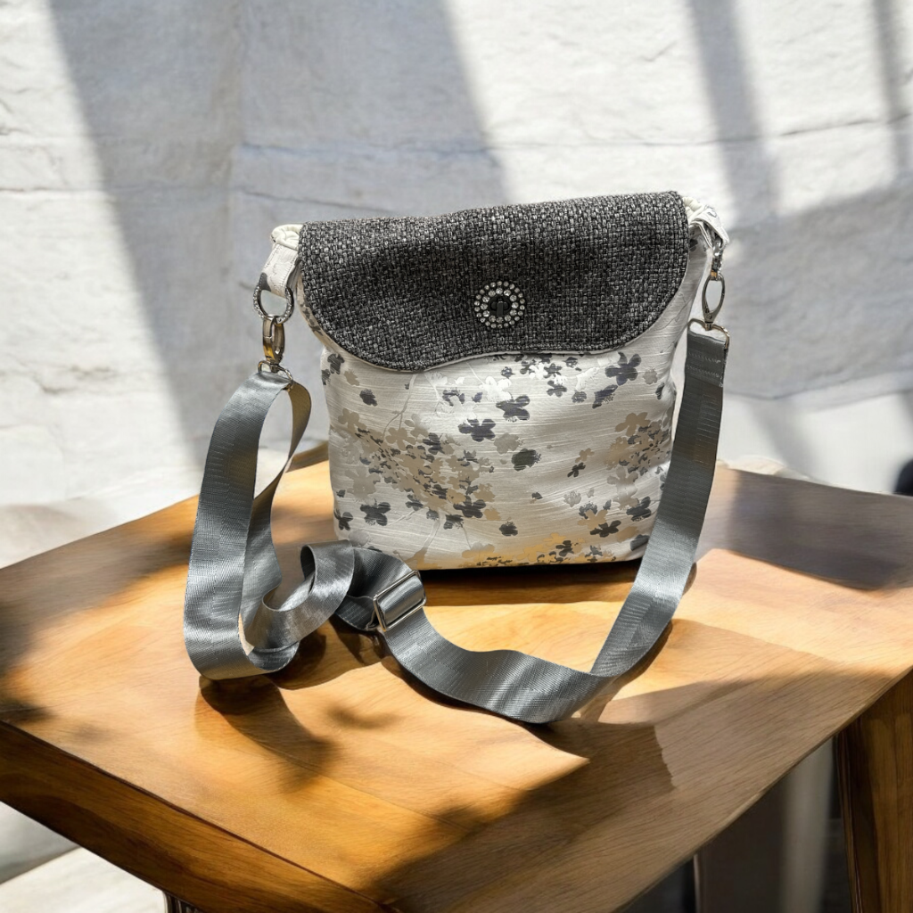 Silver Floral Shoulder Bag