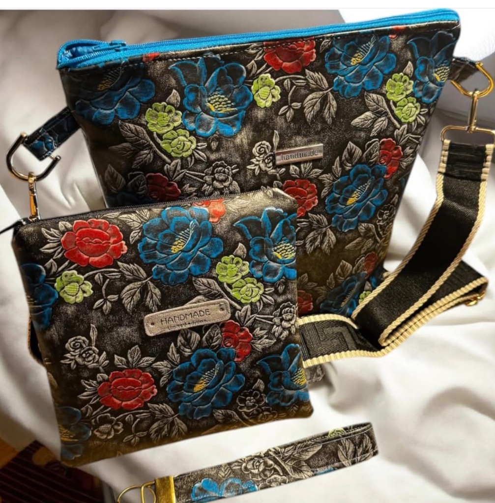 Charcoal Floral Crossbody Bag