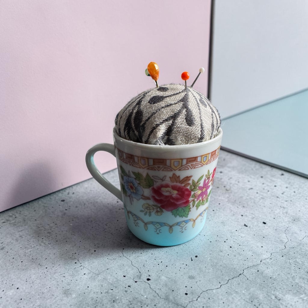 Red Flower Cup Pin Cushion