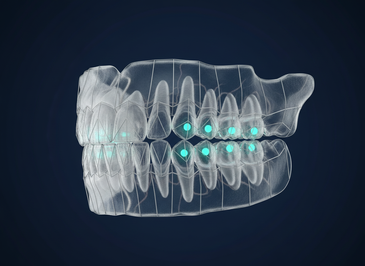 Gemelo digital dental 3D con nodos de diagnóstico IA