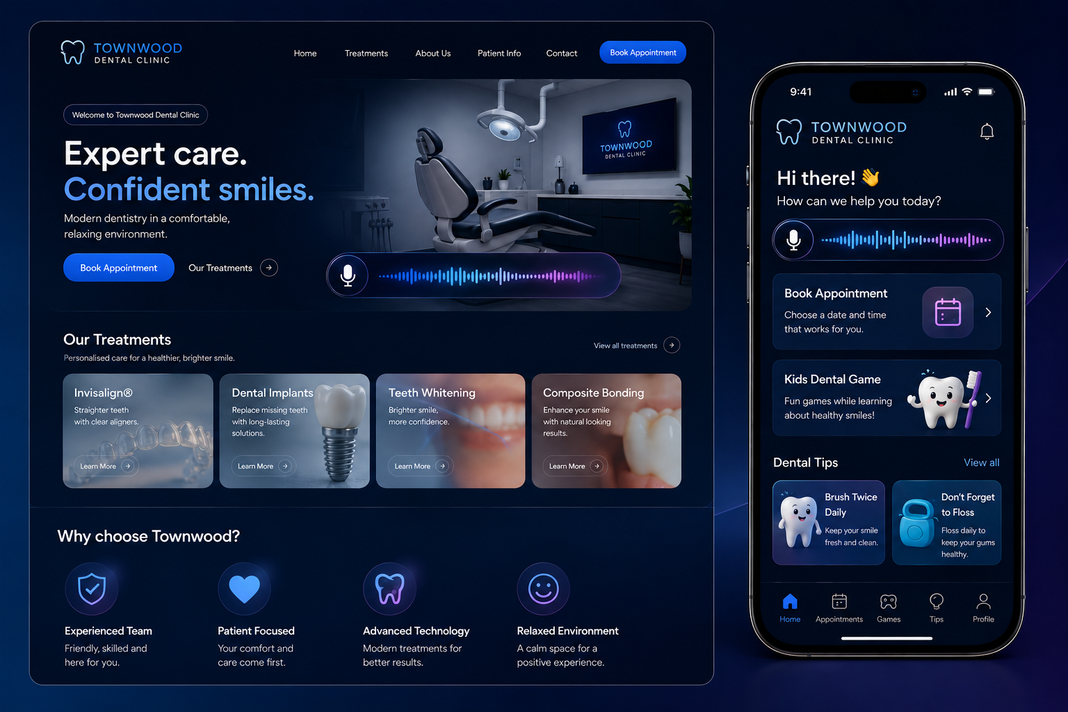 A connected business website and mobile app experience