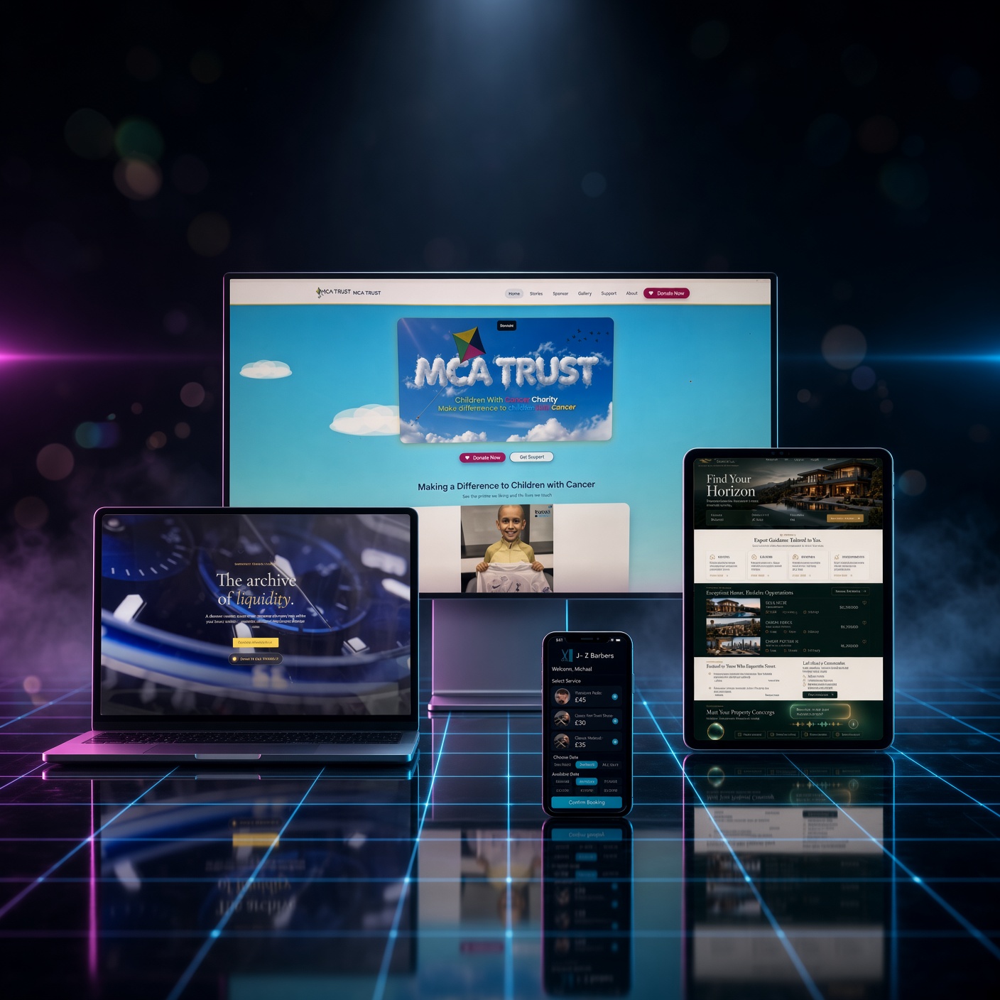 Rewara AI websites shown on desktop, laptop, tablet and mobile