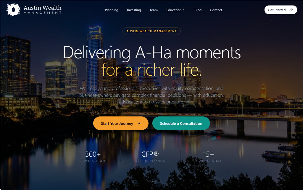 Austin Wealth Management homepage design
