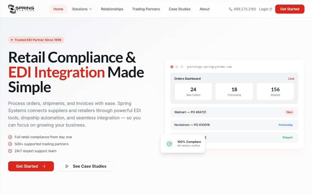 Spring Systems EDI homepage design