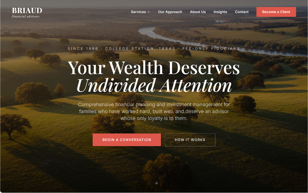 Briaud Financial Advisors homepage design