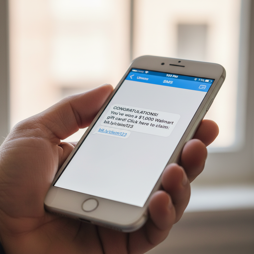 Example of a scam text message on a phone