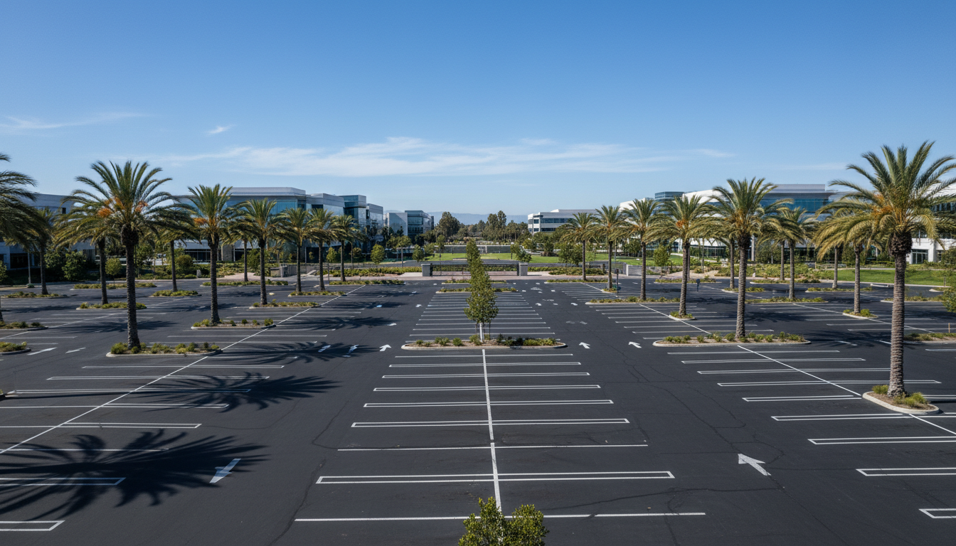 Clean commercial parking lot