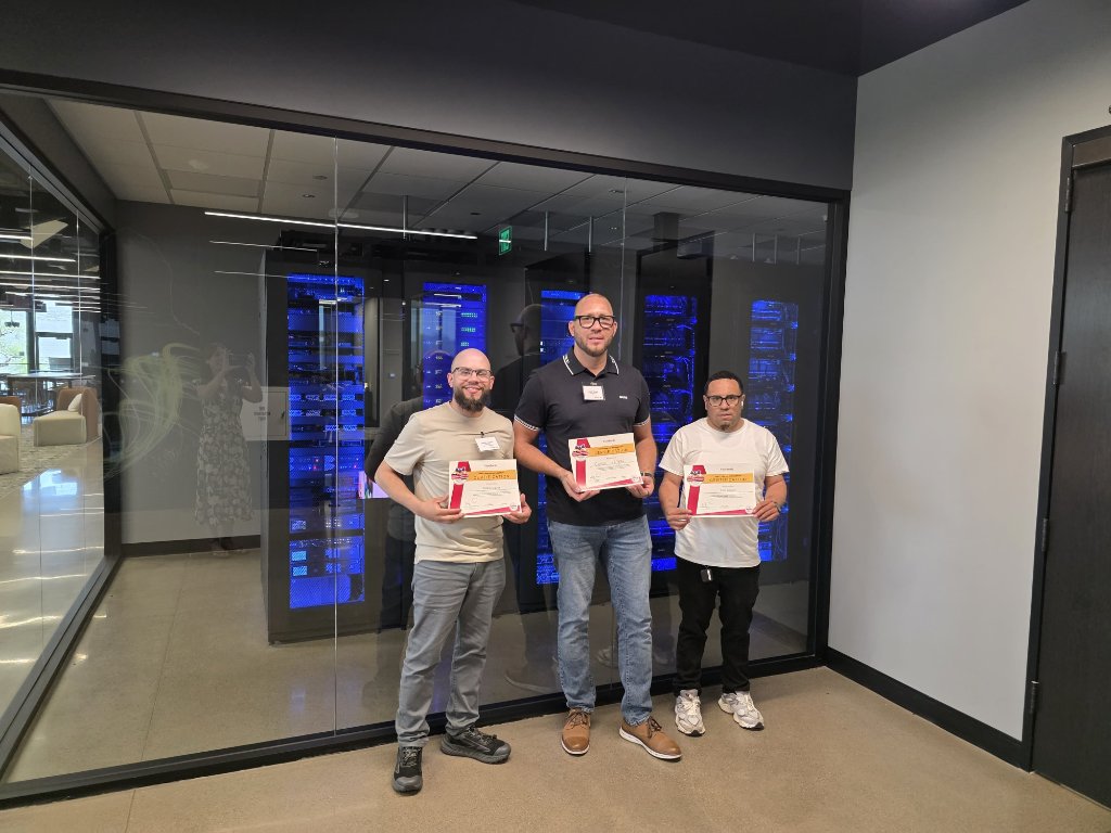 NJTECHLAND team members holding ViewSonic Certified Direct View LED Installer certificates