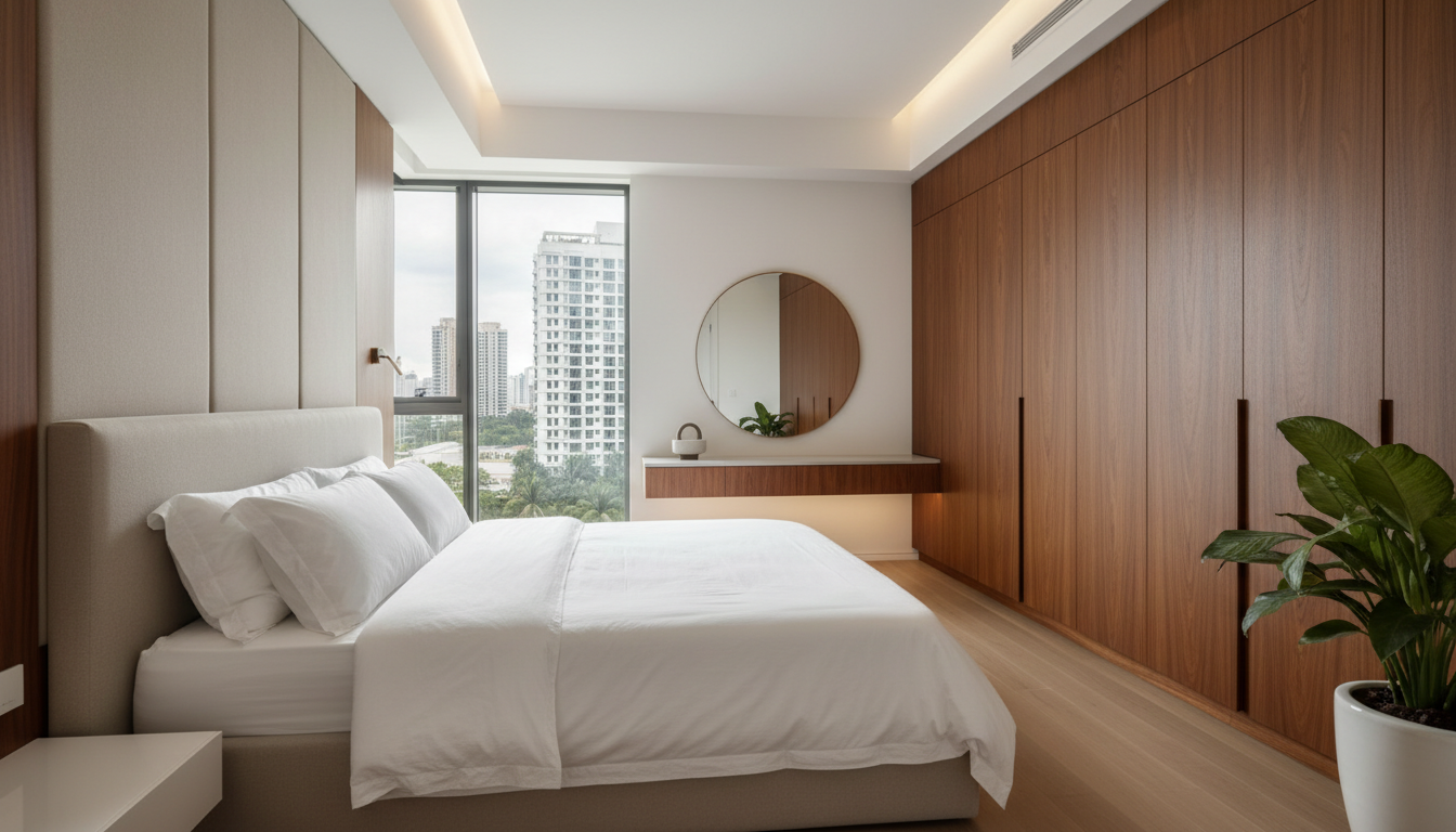 Bilik tidur mewah dengan built-in wardrobe