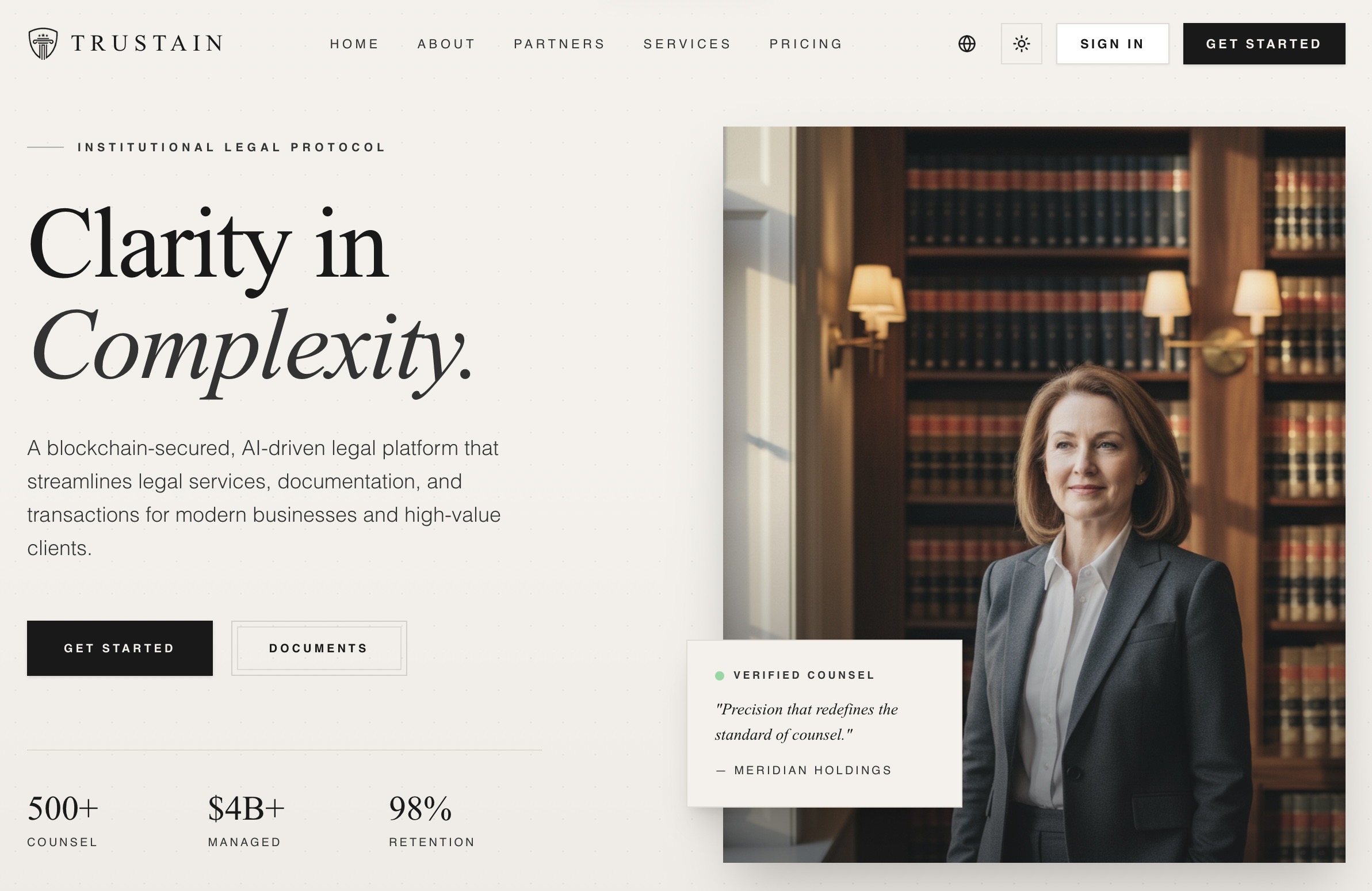 Trustain - Legal SaaS Platform template preview
