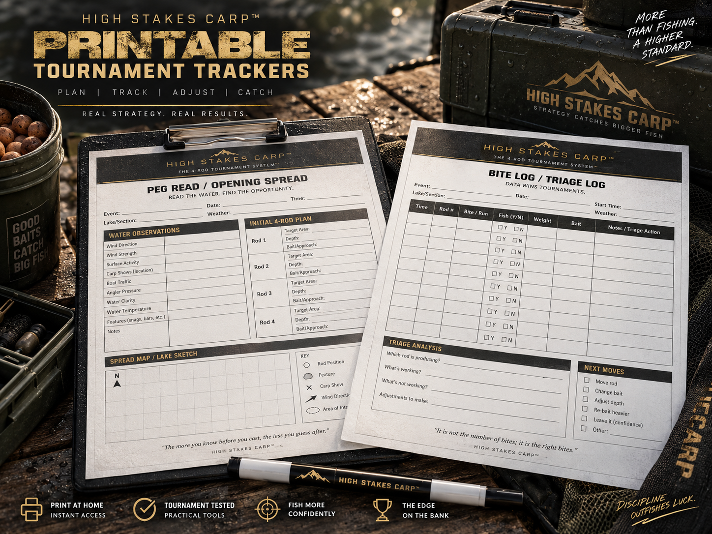 High Stakes Carp Printable Tournament Trackers