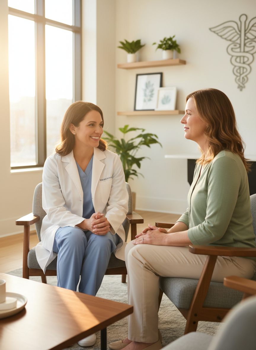 Doctor with patient in consultation