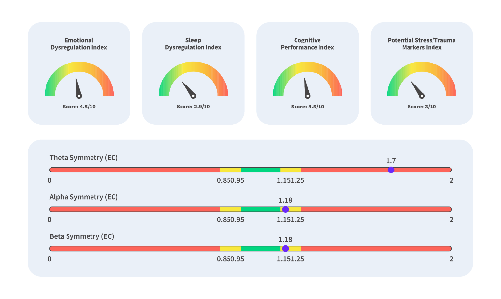 Brain symmetry and index metrics