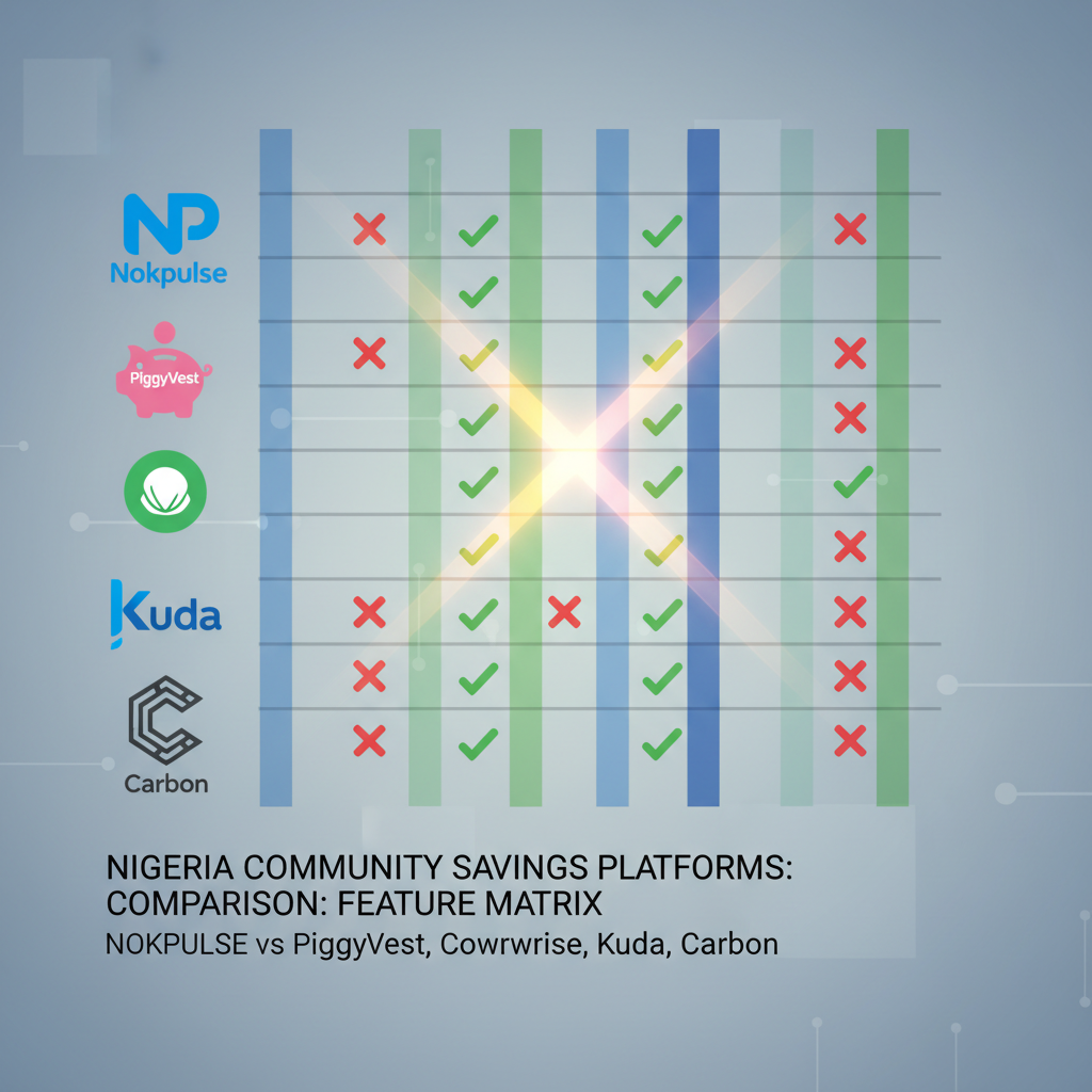Nigeria Community Savings Platforms Comparison: Feature Matrix — Nokpulse vs PiggyVest, Cowrywise, Kuda, Carbon