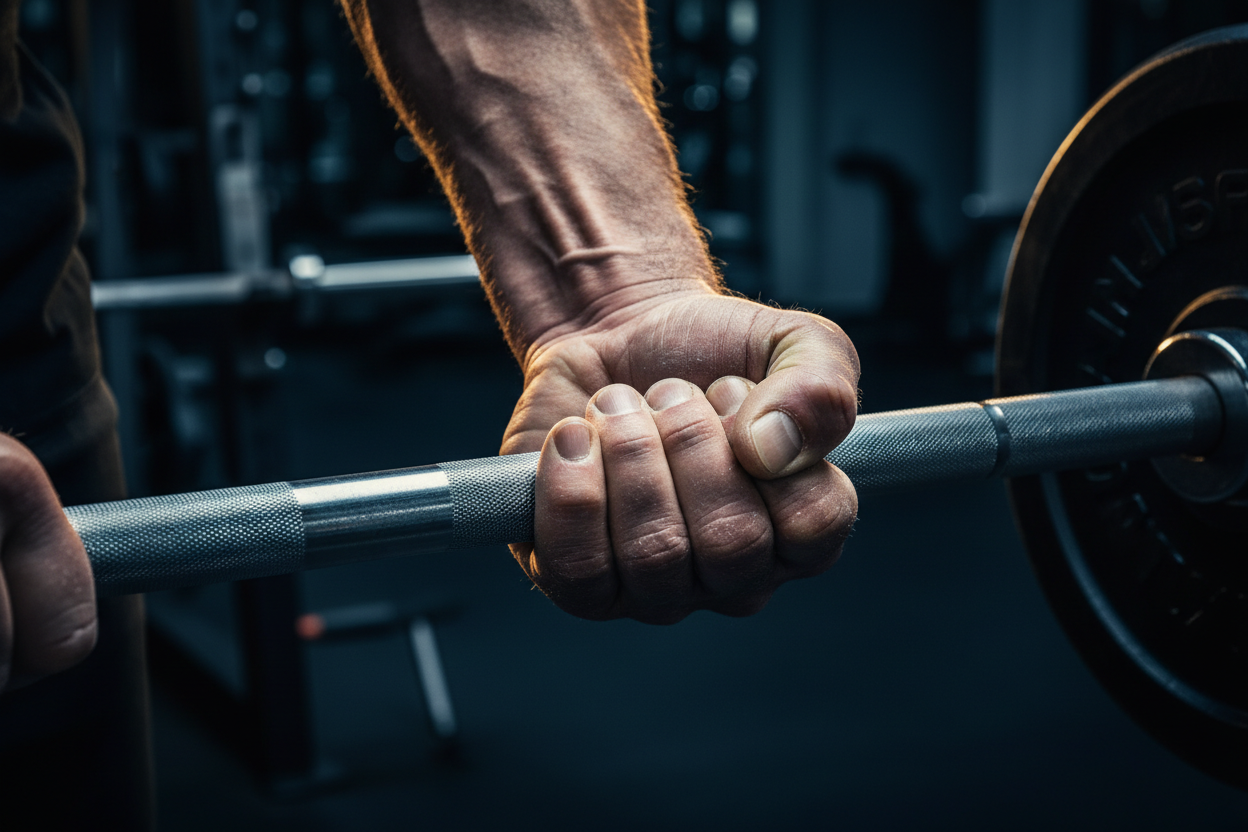 Strength training detail showing precision and control