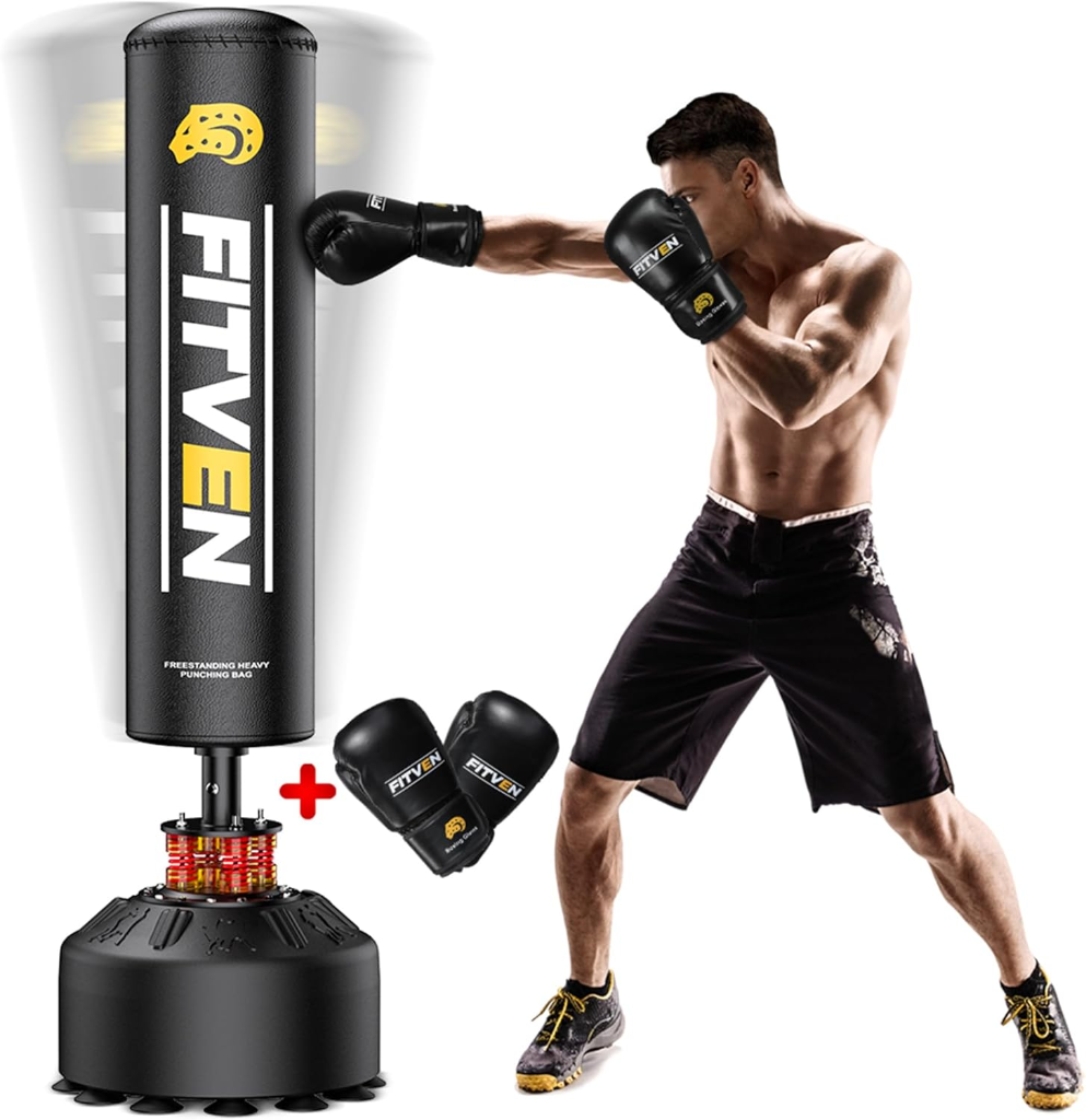 Fitven Freestanding Punching Bag with Gloves