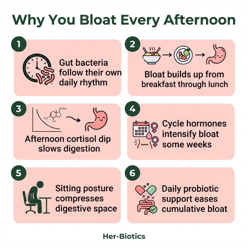 Infographic: Why You Bloat Every Afternoon — key takeaways from this article
