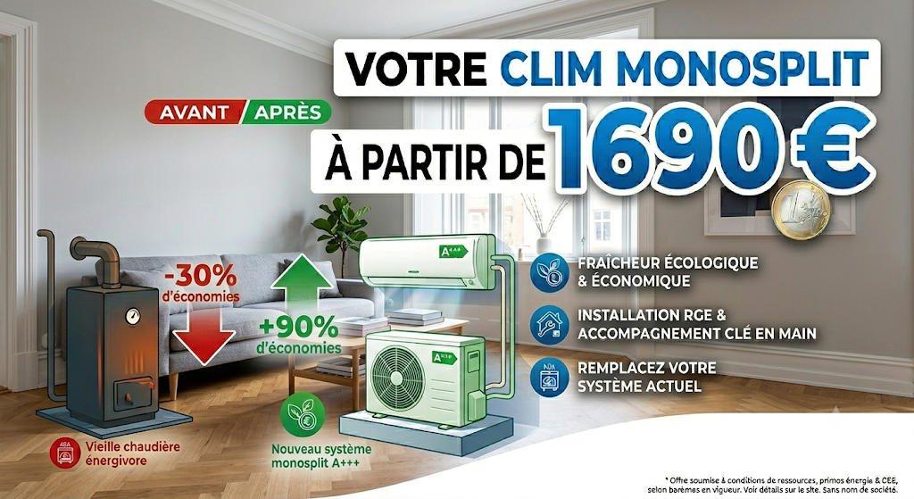 Climatisation Monosplit à partir de 1690 €
