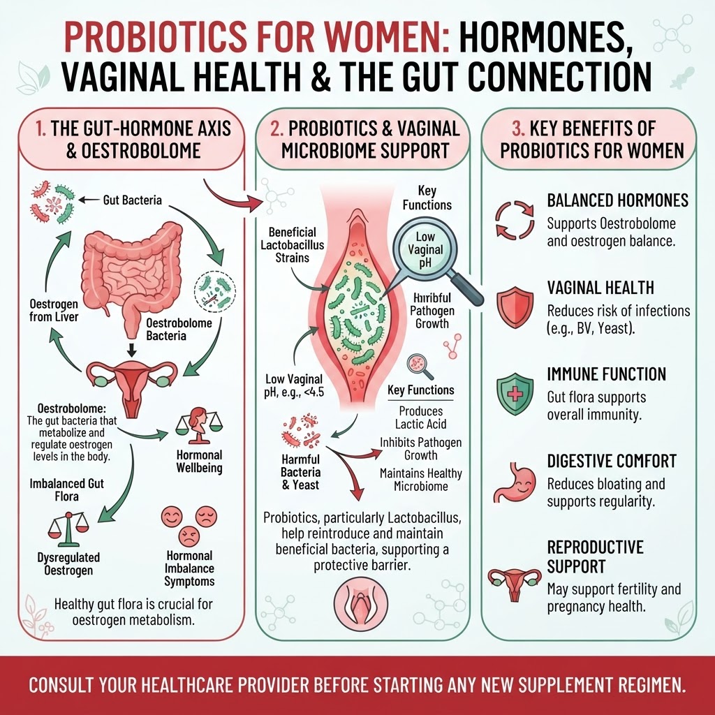 Infographic: Probiotics for Women: Hormones, Vaginal Health and the Gut Connection
