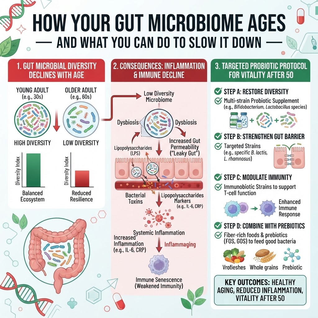 Infographic: How Your Gut Microbiome Ages — And What You Can Do to Slow It Down