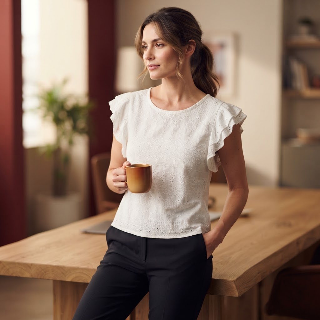 SHEIN White Sleeveless Cropped Eyelet Knit Top - Relaxed Fit