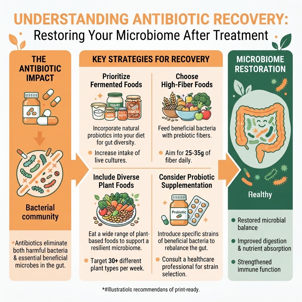 Understanding Antibiotic Recovery: Restoring Your Microbiome After Treatment - Infographic