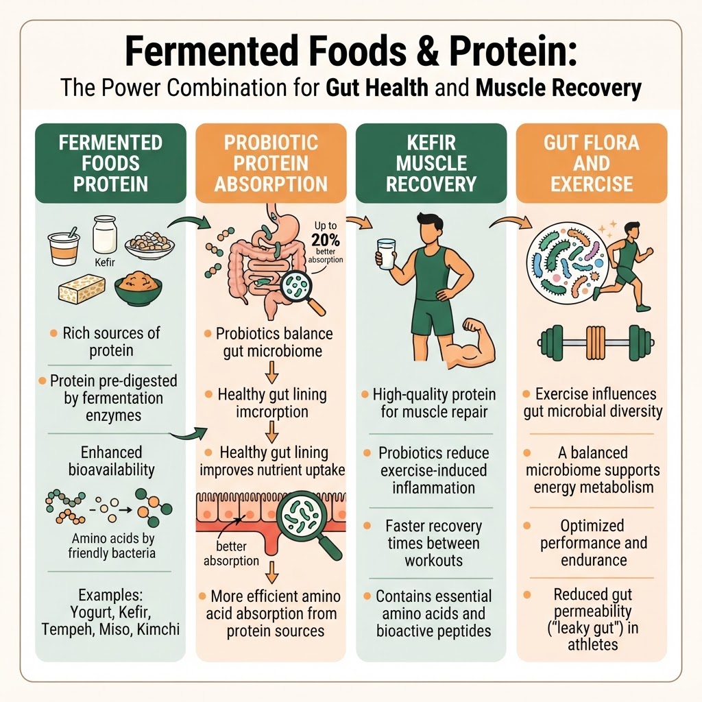 Fermented Foods & Protein: The Power Combination for Gut Health and Muscle Recovery - Infographic