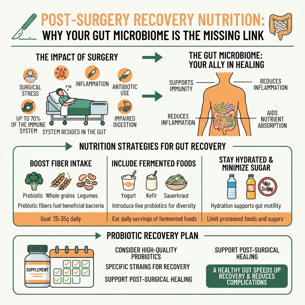 Post-Surgery Recovery Nutrition: Why Your Gut Microbiome is the Missing Link - Infographic