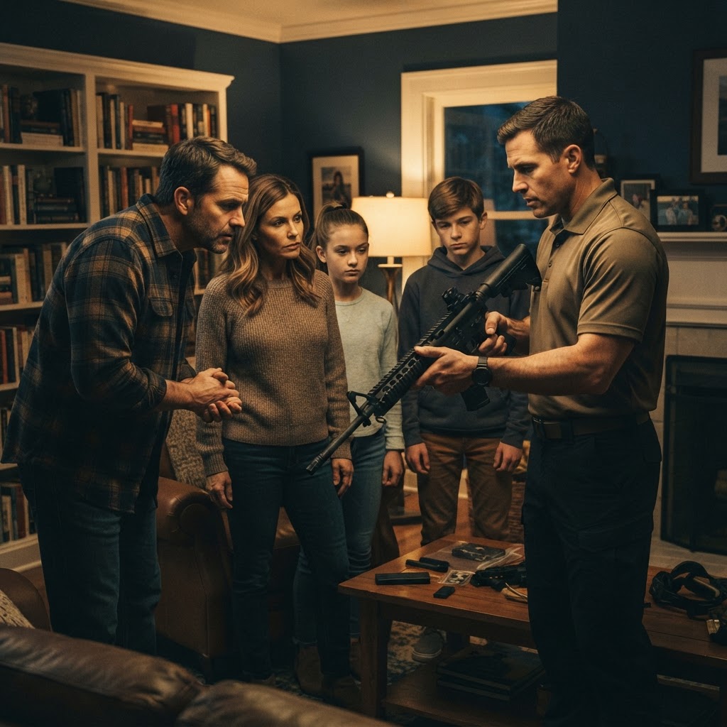Family learning firearms and home defense training