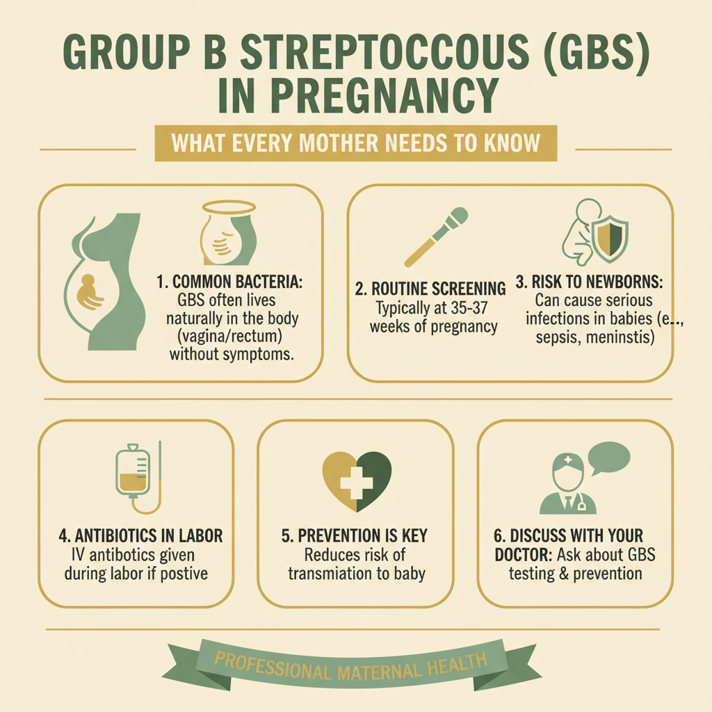 Group B Streptococcus in Pregnancy: What Every Mother Needs to Know About GBS, Screening & Natural Prevention — Infographic