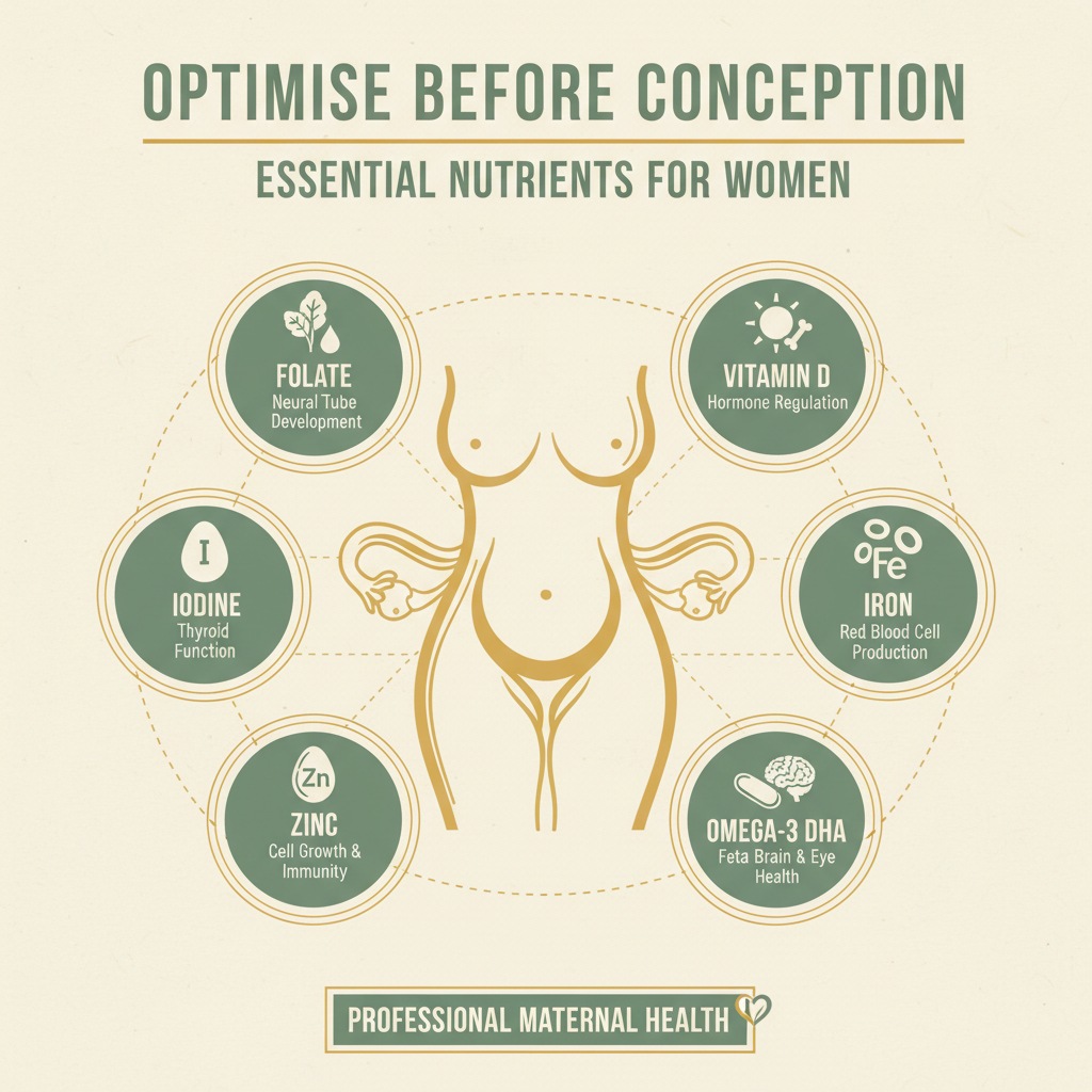 The Essential Nutrients Every Woman Should Optimise Before Trying to Conceive — Infographic