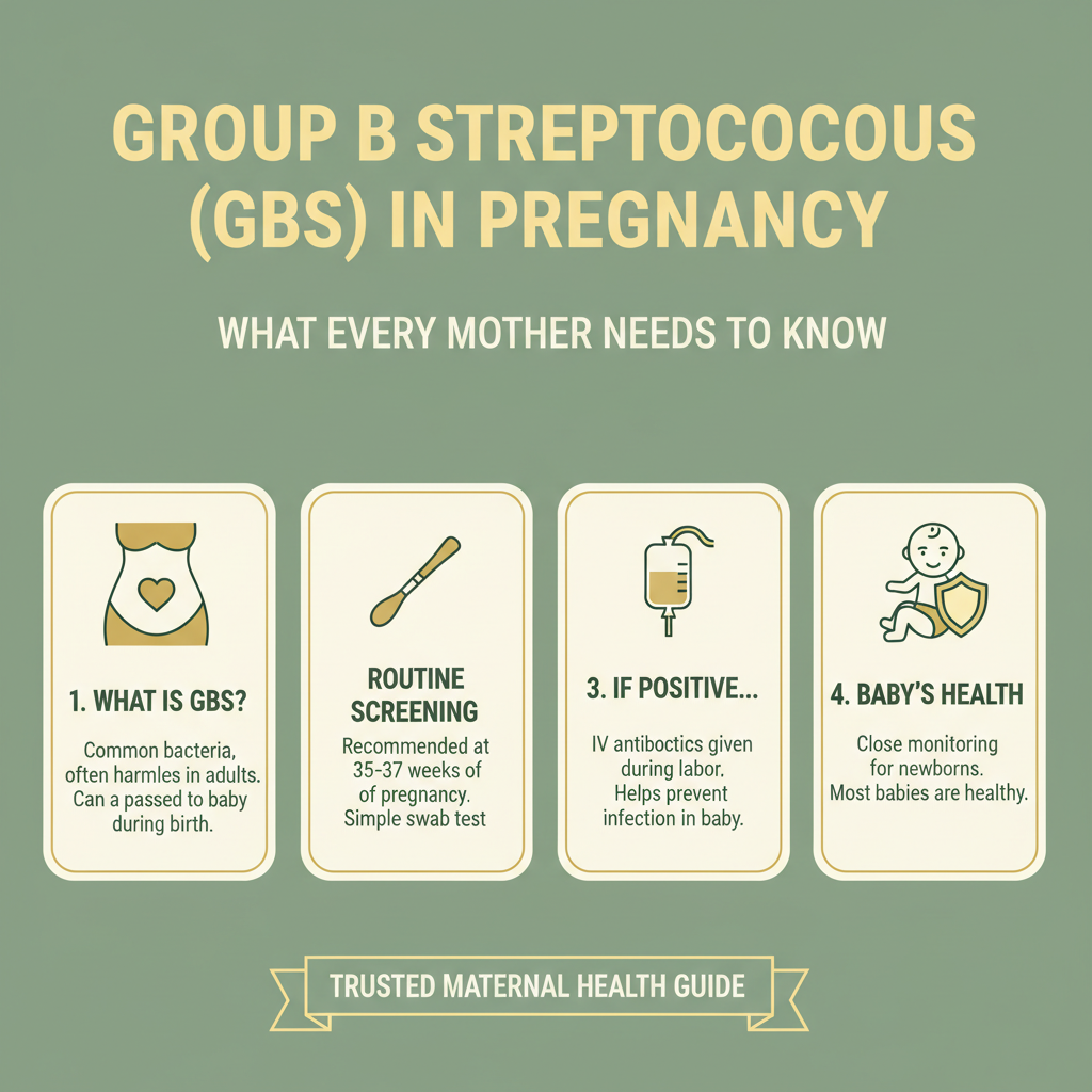 Group B Streptococcus in Pregnancy: What Every Mother Needs to Know About GBS Screening, Prevention, and Gut Health — Infographic