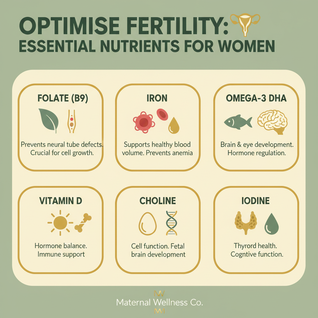 The Essential Nutrients Every Woman Should Optimise Before Trying to Conceive — Infographic