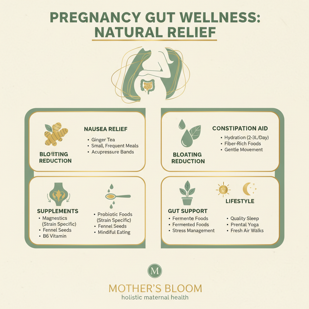 Managing Pregnancy Nausea, Constipation and Bloating Naturally With Gut Support — Infographic