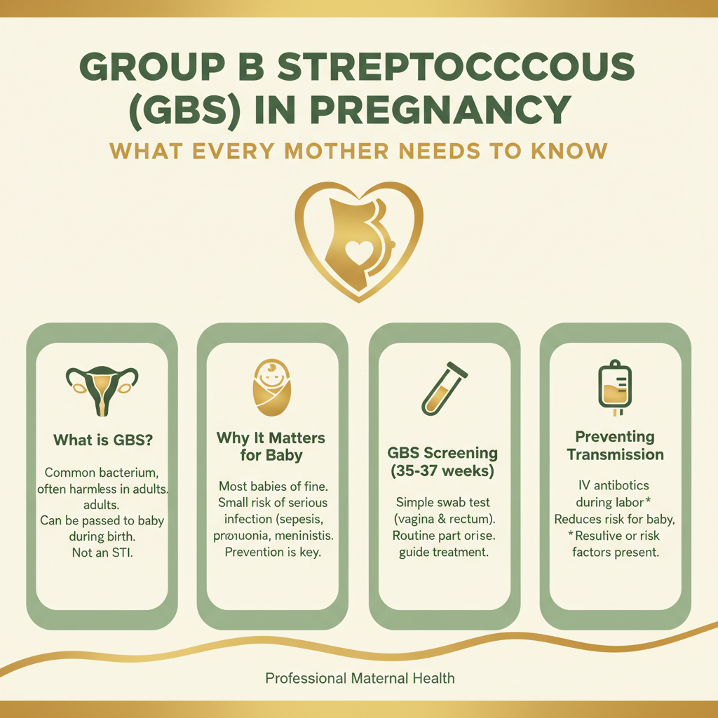 Group B Streptococcus in Pregnancy: What Every Mother Needs to Know About GBS, Screening & Natural Prevention — Infographic