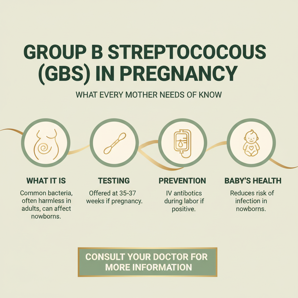 Group B Streptococcus in Pregnancy: What Every Mother Needs to Know About GBS Screening, Risks, and Natural Prevention — Infographic