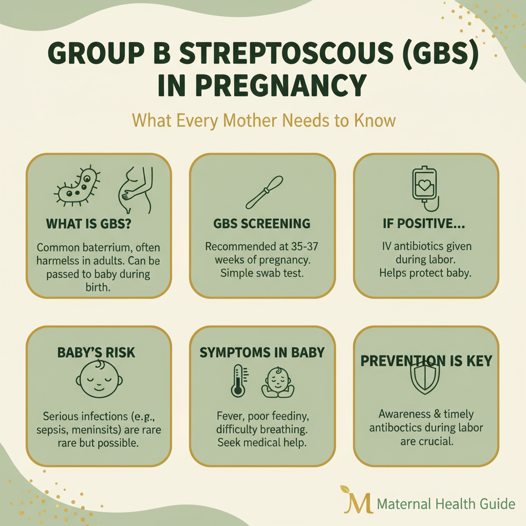 Group B Streptococcus in Pregnancy: What Every Mother Needs to Know About GBS, Screening & Natural Prevention — Infographic